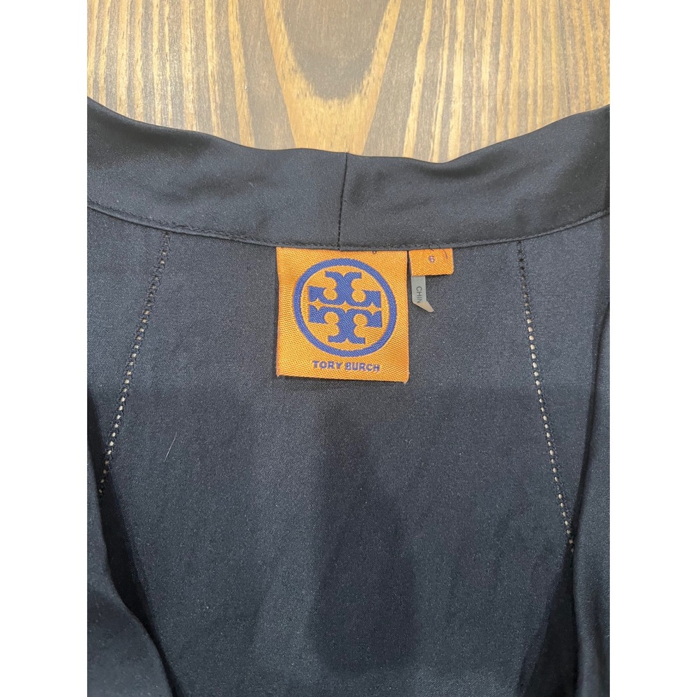 Tory Burch Black Silk Sleeveless Cowl Neck Tank Top Women's Size 6 - Picture 4 of 8
